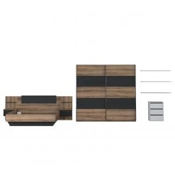 Loftscape Schlafzimmer-Set Buren (2-teilig) - Eiche Rustikal Dekor / Eiche Schwarz Dekor -Schlafzimmer Verkaufe DE 1000363820 220803 030 DETAILS P000000001000363820