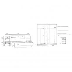 Loftscape Schlafzimmer-Set Buren (2-teilig) - Eiche Rustikal Dekor / Eiche Schwarz Dekor -Schlafzimmer Verkaufe DE 1000363820 220803 501 SKETCH DETAILS P000000001000363820 sketch
