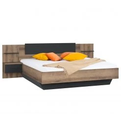 Loftscape Bett Buren - Eiche Rustikal Dekor / Eiche Schwarz Dekor