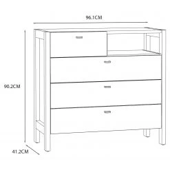 Loftscape Kommode Thurles II - Eiche Sonoma Dekor / Weiß -Schlafzimmer Verkaufe DE 1000364902 220722 500 SKETCH DETAILS P000000001000364902 sketch