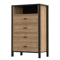 Red Living Kommode Kasala III - Eiche Riviera Dekor / Schwarz