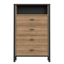 Red Living Kommode Kasala III - Eiche Riviera Dekor / Schwarz -Schlafzimmer Verkaufe DE 1000364907 220722 030 DETAILS P000000001000364907