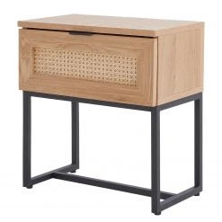 Butlers Nachttisch LITTLE VIENNA - Aluminium / Rattan / Eichenholzfurnier - Beige