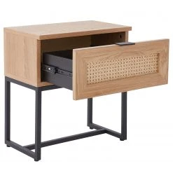 Butlers Nachttisch LITTLE VIENNA - Aluminium / Rattan / Eichenholzfurnier - Beige -Schlafzimmer Verkaufe DE 1000365690 220728 030 DETAILS P000000001000365690