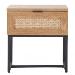 Butlers Nachttisch LITTLE VIENNA - Aluminium / Rattan / Eichenholzfurnier - Beige -Schlafzimmer Verkaufe DE 1000365690 220728 040 DETAILS P000000001000365690