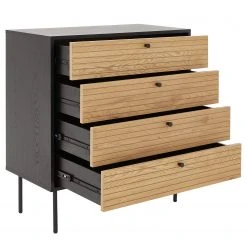 Butlers Kommode MODERNIST - Eichenfurnier / Aluminium - Schwarz / Natur -Schlafzimmer Verkaufe DE 1000365695 220728 030 DETAILS P000000001000365695