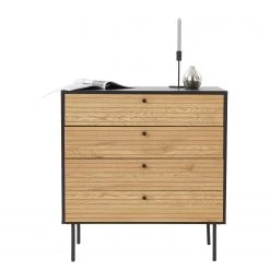 Butlers Kommode MODERNIST - Eichenfurnier / Aluminium - Schwarz / Natur -Schlafzimmer Verkaufe DE 1000365695 220728 040 DETAILS P000000001000365695