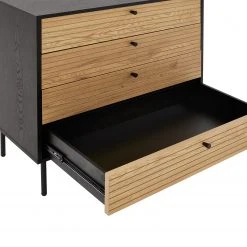 Butlers Kommode MODERNIST - Eichenfurnier / Aluminium - Schwarz / Natur -Schlafzimmer Verkaufe DE 1000365695 220728 070 DETAILS P000000001000365695