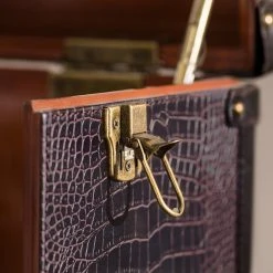 Butlers Kofferbar HEMINGWAY - Anilinleder / Esche massiv - Dunkelbraun -Schlafzimmer Verkaufe DE 1000365699 220728 050 DETAILS P000000001000365699