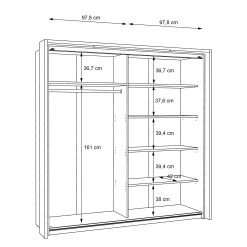 Loftscape Schwebetürenschrank Shiny - Inkl. Beleuchtung - Hochglanz Weiß / Weiß -Schlafzimmer Verkaufe DE 1000365827 220909 501 SKETCH DETAILS P000000001000365827 sketch