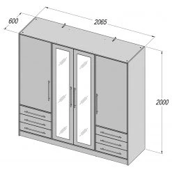 Loftscape Drehtürenschrank Mindelberg III - Weiß / Eiche Sonoma Dekor -Schlafzimmer Verkaufe DE 1000365829 220909 500 SKETCH DETAILS P000000001000365829 sketch
