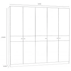 Loftscape Drehtürenschrank Thurles - Weiß / Eiche Sonoma Dekor -Schlafzimmer Verkaufe DE 1000365830 220909 500 SKETCH DETAILS P000000001000365830 sketch