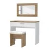 Loftscape Schminktisch Olivee - Inkl. Beleuchtung - Hochglanz Weiß / Eiche Artisan Dekor