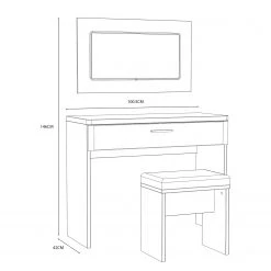 Loftscape Schminktisch Olivee - Inkl. Beleuchtung - Hochglanz Weiß / Eiche Artisan Dekor -Schlafzimmer Verkaufe DE 1000365831 220909 500 SKETCH DETAILS P000000001000365831 sketch
