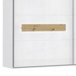 Loftscape Schwebetürenschrank Olivee - Inkl. Beleuchtung - Hochglanz Weiß / Eiche Dekor -Schlafzimmer Verkaufe DE 1000365835 220909 051 DETAILS P000000001000365835
