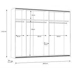 Loftscape Schwebetürenschrank Olivee - Inkl. Beleuchtung - Hochglanz Weiß / Eiche Dekor -Schlafzimmer Verkaufe DE 1000365835 220909 501 SKETCH DETAILS P000000001000365835 sketch