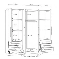 Loftscape Drehtürenschrank Mindelberg II - Eiche Sonoma Dekor -Schlafzimmer Verkaufe DE 1000365861 220909 501 SKETCH DETAILS P000000001000365861 sketch