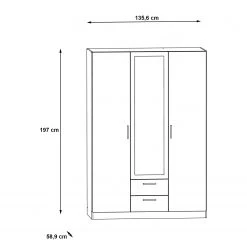 Loftscape Drehtürenschrank Okei - Eiche Sonoma Dekor / Weiß -Schlafzimmer Verkaufe DE 1000365863 220909 500 SKETCH DETAILS P000000001000365863 sketch