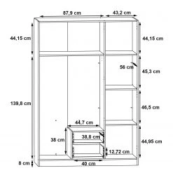 Loftscape Drehtürenschrank Okei - Eiche Sonoma Dekor / Weiß -Schlafzimmer Verkaufe DE 1000365863 220909 501 SKETCH DETAILS P000000001000365863 sketch