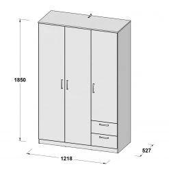Loftscape Drehtürenschrank Naja I - Eiche Sonoma Dekor - Breite: 123 cm -Schlafzimmer Verkaufe DE 1000365867 220909 500 SKETCH DETAILS P000000001000365867 sketch