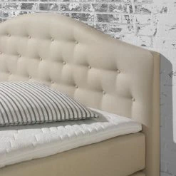 Maison Belfort Boxspringbett Ansmark - Beige - 180 x 200cm - Bonellfederkernmatratze - H3 -Schlafzimmer Verkaufe DE boxspringbett ansmark strukturstoff 160 x 200cm h2 bis 80 kg bonellfederkernmatratze beige 4253044