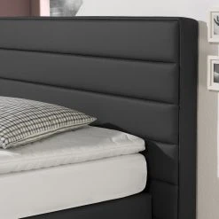 Loftscape Boxspringbett Ingebo Kunstleder - Schwarz - 160 x 200cm - Bonellfederkernmatratze - H2 -Schlafzimmer Verkaufe DE boxspringbett ingebo kunstleder 160 x 200cm h2 bis 80 kg bonellfederkernmatratze schwarz 4302768