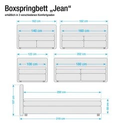 Maison Belfort Boxspringbett Jean - Anthrazit - 100 x 200cm - Kaltschaummatratze - H2 -Schlafzimmer Verkaufe DE boxspringbett jean inklusive topper strukturstoff anthrazit 279675
