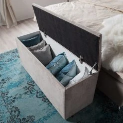 Maison Belfort Boxspringbett Dogali - Velours - Beige - 160 x 200cm -Schlafzimmer Verkaufe DE boxspringett dogali velours hellgrau 140 x 200cm 4393300