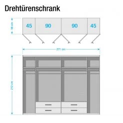 Rauch Orange Drehtürenschrank Bernau - Braun / Weiß - Breite: 271 cm -Schlafzimmer Verkaufe DE drehtuerenschrank bernau graumetallic 271 cm 6 tuerig 3749796 1