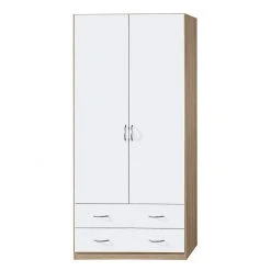 Rauch Blue Drehtürenschrank Case IV - Alpinweiß/Sonoma Eiche Dekor - Schrankbreite: 136 cm - 3-türig -Schlafzimmer Verkaufe DE drehtuerenschrank case iv alpinweiss sonoma eiche dekor 270457