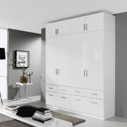 Rauch Blue Drehtürenschrank Celle I - Hochglanz Weiß / Alpinweiß - Breite: 181 cm -Schlafzimmer Verkaufe DE drehtuerenschrank celle i alpinweiss hochglanz weiss 181 cm 4 tuerig 2118202