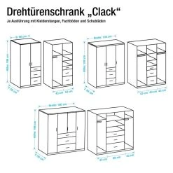 Wimex Drehtürenschrank Julan II - Alpinweiß / Anthrazit - Ohne Spiegeltür/-en -Schlafzimmer Verkaufe DE drehtuerenschrank click alpinweiss anthrazit schrankbreite 135 cm 3 tuerig 2883170