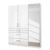 Rauch Blue Drehtürenschrank Homburg I - Hochglanz Alpinweiß - Breite: 136 cm - Mit Spiegeltür/-en