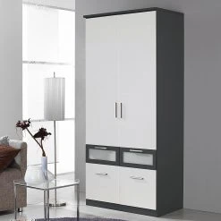 Rauch Blue Kombischrank Bochum-Extra - Alpinweiß/Grau-Metallic - Schrankbreite 91 cm, 2-türig -Schlafzimmer Verkaufe DE drehtuerenschrank kombischrank bochum extra alpinweiss grau metallic baltimore walnuss 1351396