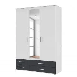 Rauch Blue Drehtürenschrank Rasant-Extra I - Alpinweiß / Anthrazit - Breite: 127 cm - Mit Spiegeltür/-en