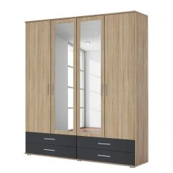 Rauch Blue Drehtürenschrank Rasant-Extra I - Anthrazit / Eiche Sonoma Dekor - Breite: 168 cm - Mit Spiegeltür/-en