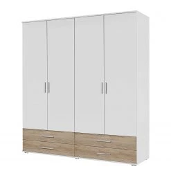 Rauch Blue Drehtürenschrank Rasant-Extra I - Alpinweiß / Eiche Sanremo Dekor - Breite: 168 cm - Ohne Spiegeltür/-en