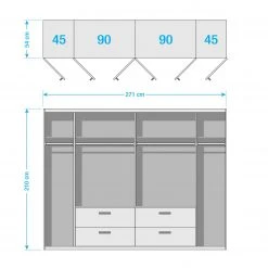 Rauch Blue Drehtürenschrank Siegen - Alpinweiß / Steingrau -Schlafzimmer Verkaufe DE drehtuerenschrank siegen alpinweiss steingrau 5012020