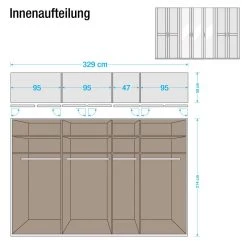 Rauch Orange Drehtürenschrank Sitara II - Erle teilmassiv - lackiert - Schrankbreite: 235 cm - 5-türig - 1 Spiegel -Schlafzimmer Verkaufe DE drehtuerenschrank sitara ii erle teilmassiv lackiert 555484