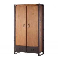 Ars manufacti Garderobenschrank Manchester II - Akazie teilmassiv / Metall - Akazie / Anthrazit - Breite: 110 cm
