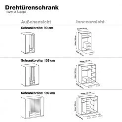 Wimex Drehtürenschrank Nuevo - Breite: 180 cm -Schlafzimmer Verkaufe DE home design salta kleiderschrank alpinweiss absetzung anthrazit versch groessen m wi ssk 0178a 2