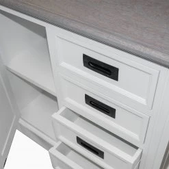Maison Belfort Kommode Nasinu V - Paulownia teilmassiv - Weiß / Antik Grau -Schlafzimmer Verkaufe DE kommode braun weiss 4727836
