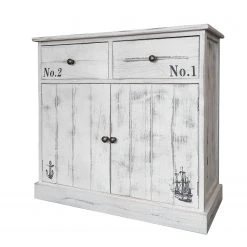 Maison Belfort Kommode Nadi II - Paulownia teilmassiv - Antik Weiß