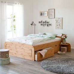 Ars Natura Massivholzbett Fia - Kiefer Natur gebeizt & gewachst - 180 x 200cm -Schlafzimmer Verkaufe DE massivholzbett fia kiefer massiv 180 x 200cm kiefer natur gebeizt gewachst 3111597