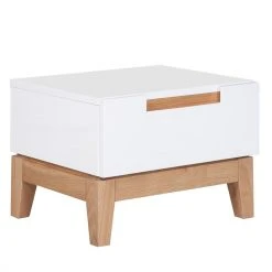 Mørteens Nachtkommode Dahlia - Eiche teilmassiv - Hochglanz Weiß / Eiche -Schlafzimmer Verkaufe DE nachttisch dahlia weiss 3540041