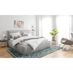 Polsterbett Kinx - Stoff KINX: Grau - 180 x 200cm -Schlafzimmer Verkaufe DE polsterbett kinx webstoff 140 x 200cm hellgrau 5111976