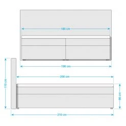 Polsterbett KiYDOO IV - Weiß - 180 x 200cm -Schlafzimmer Verkaufe DE polsterbett kiydoo ii inkl bettkasten webstoff grau 180 x 200cm 5117468