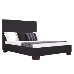 Fredriks Polsterbett Tilia I - Stoff Floreana: Anthrazit - 180 x 200cm - Eckig