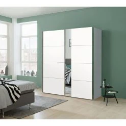 Express Möbel Schwebetürenschrank Madrid - Polarweiß / Spiegelglas - Breite: 200 cm -Schlafzimmer Verkaufe DE schwebetuerenschrank madrid polarweiss spiegel 200 cm 2 tuerig 5024412