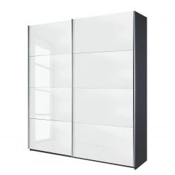 Rauch Orange Schwebetürenschrank Quadra - Grau-metallic / Glas Weiß - Breite x Höhe: 271 x 230 cm
